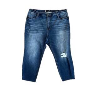 Kut From The Kloth High Rise Rachel Fab Ab Mom Jeans Distressed Raw Hem NEW 24W